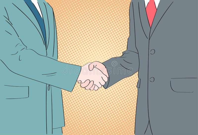 Handshake Business People Pop Art Hands Shake royalty free illustration