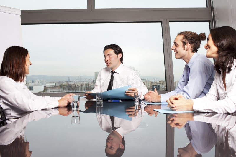 Handshake in conference room