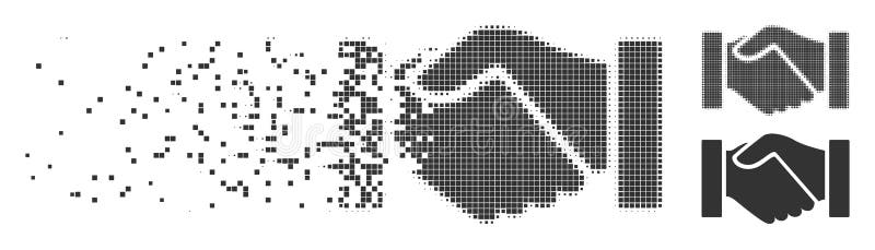 Handshake Decomposed Pixel Halftone Icon royalty free illustration