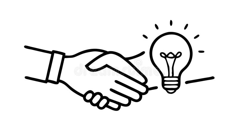 Handshake Idea Lightbulb Icon Vector for Collaboration, vector design Generative AI vector illustration