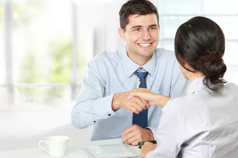 Handshake after a job recruitment interview