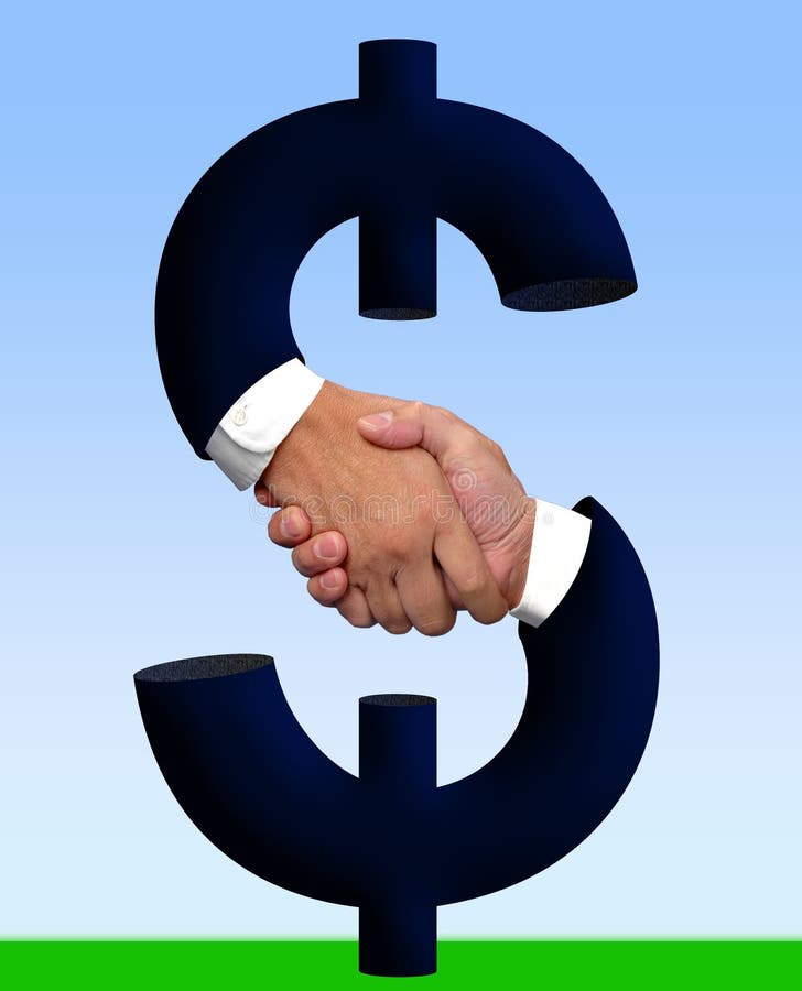 Handshake and money sign abstraction. Handshake and money sign abstraction