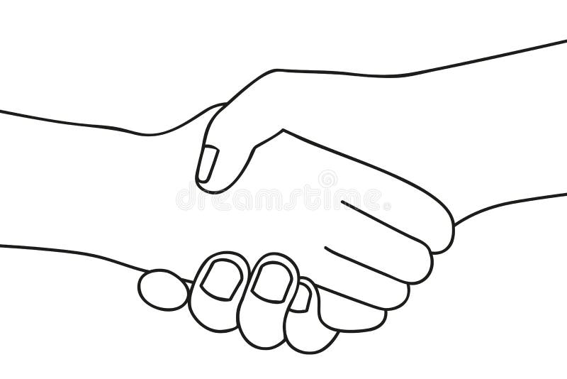 Handshake two people shake hands outline drawing on white background stock illustration Handshake two people shake hands outline drawing on white background stock illustration