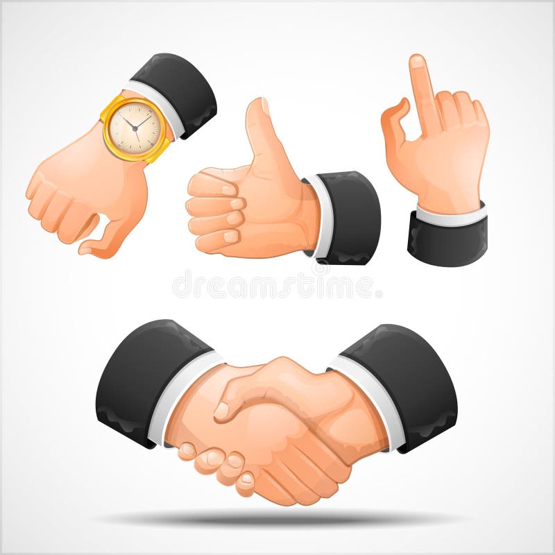 Handskakning- och handgester stock illustrationer
