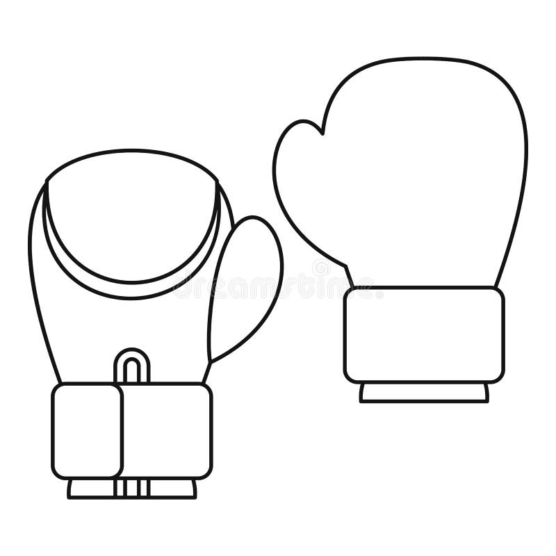 Handskar för att boxas symbolen, översiktsstil vektor illustrationer Handskar för att boxas symbolen, översiktsstil vektor illustrationer