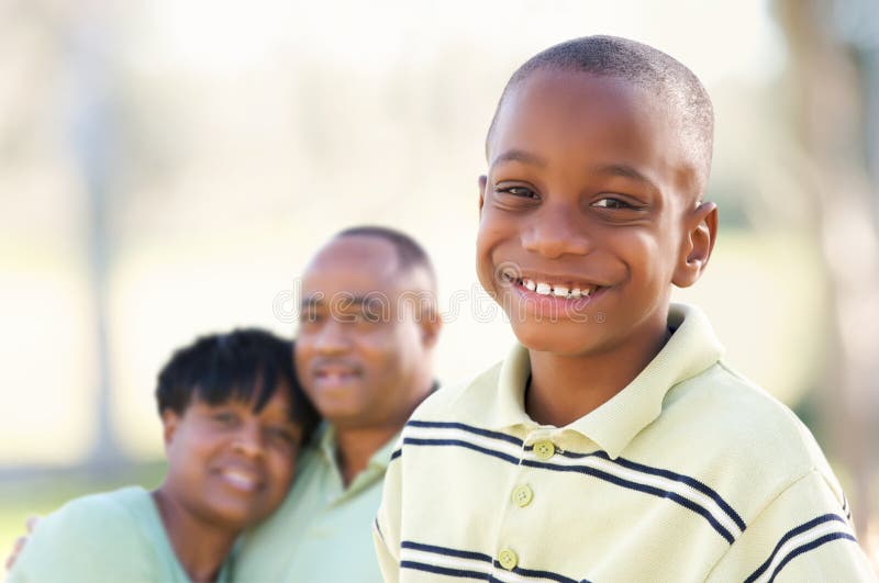 Handsome African American Boy with Parents