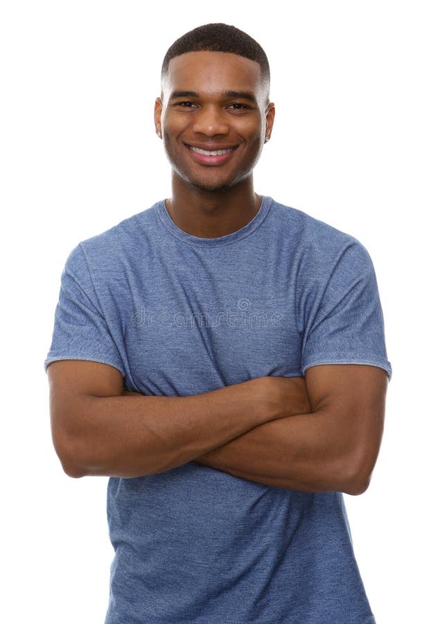 Handsome african american man smiling with arms crossed
