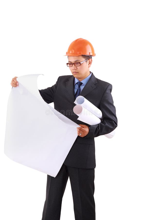 Handsome architect. Isolated royalty free stock images