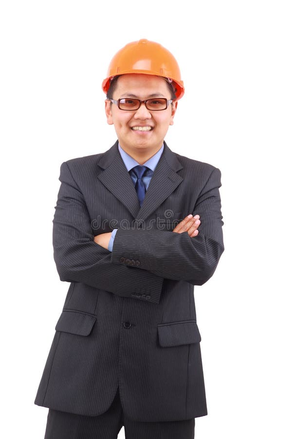 Handsome architect. Isolated royalty free stock photo