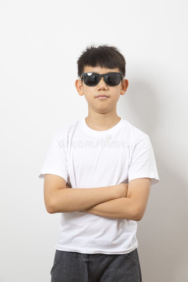 Premium Vector  Young boy wearing sunglasses and t shirt with