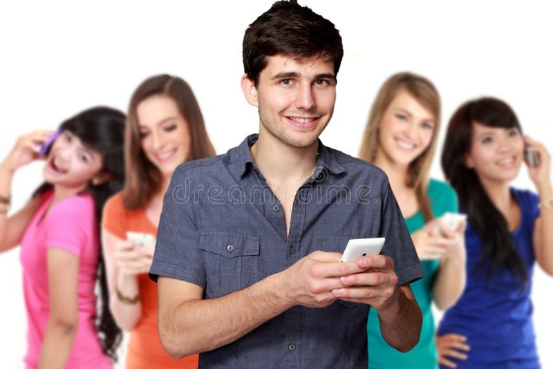 Handsome attractive young man using mobile phone royalty free stock image Handsome attractive young man using mobile phone royalty free stock image