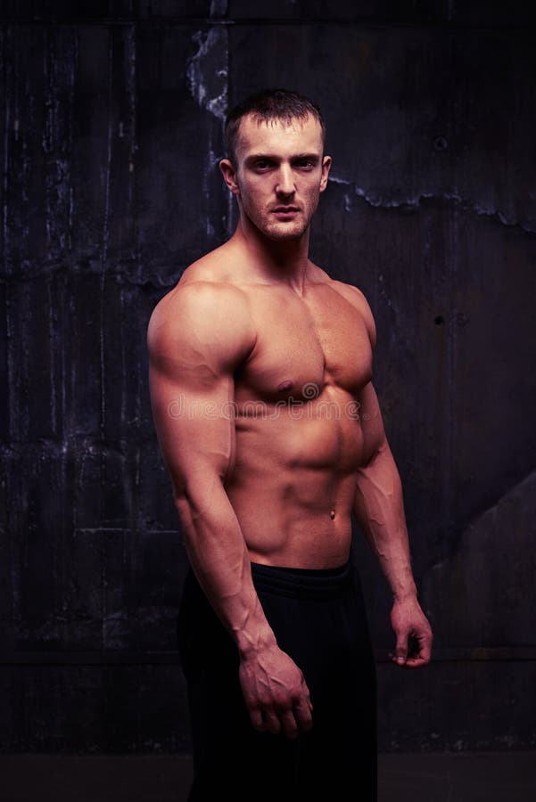 Barechested Guy in Hood with Abs and Biceps Stock Photo Image of