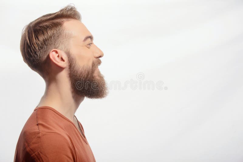 Handsome bearded man posing on white stock images Handsome bearded man posing on white stock images