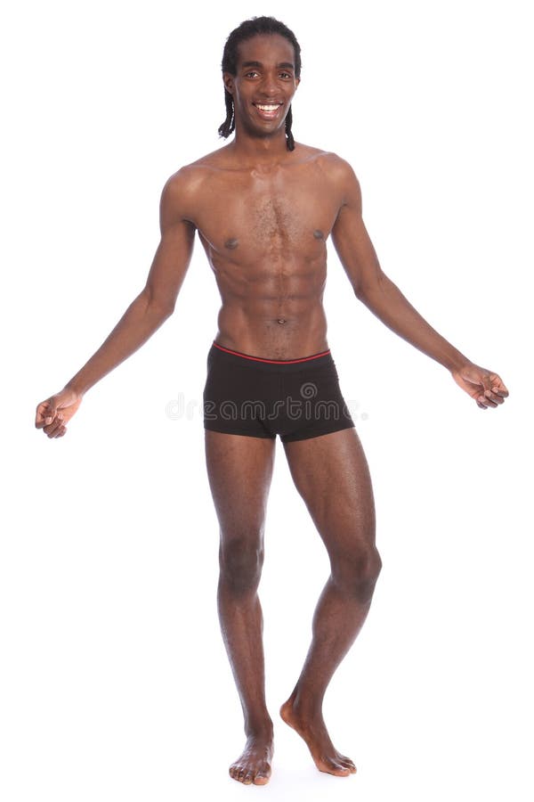 Handsome body muscles young African American man