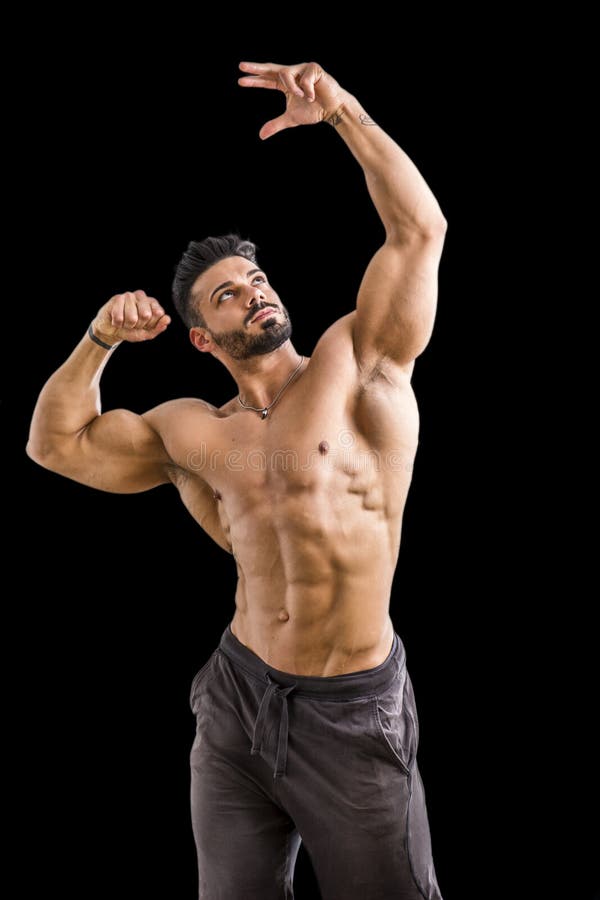 Muscle Man In Strange Poses Stock Photo, Picture and Royalty Free