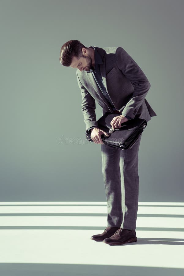 Handsome Businessman with Briefcase Stock Photo Image of vogue