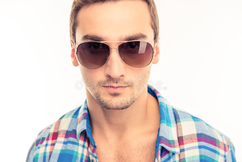 Handsome Calm Man with Glasses Stock Image - Image of male, hairstyle ...