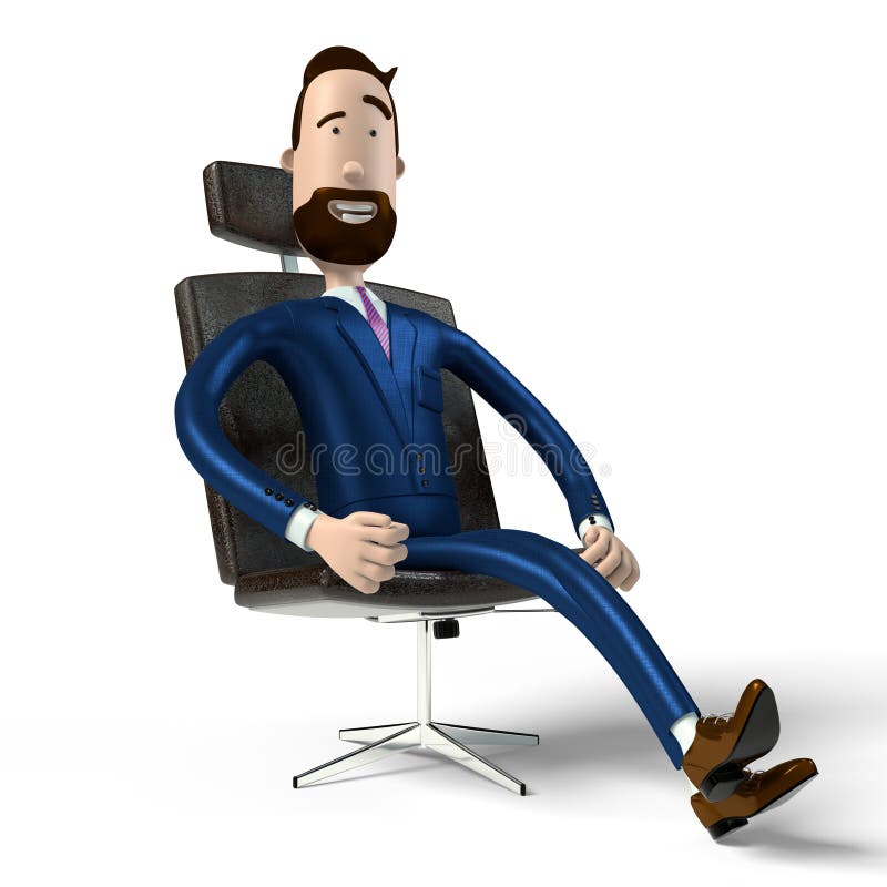 Handsome Cartoon Businessman Sitting in Office Chair - 3D Illustration Stock Illustration - Illustration of pose, blue: 234486826 Handsome Cartoon Businessman Sitting in Office Chair - 3D Illustration Stock Illustration - Illustration of pose, blue: 234486826