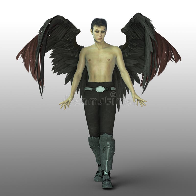 Rendering of a Handsome Male Dark Angel with Black Wings Stock Illustration  - Illustration of mysterious, black: 145435286
