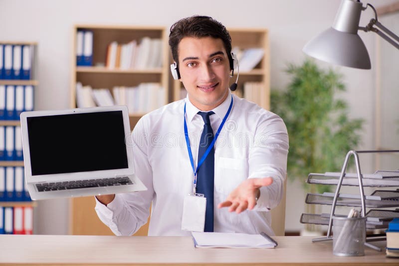 The Handsome Customer Service Clerk with Headset Stock Photo Image of