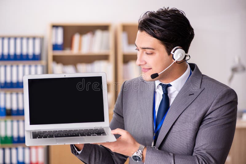 The Handsome Customer Service Clerk with Headset Stock Photo Image of