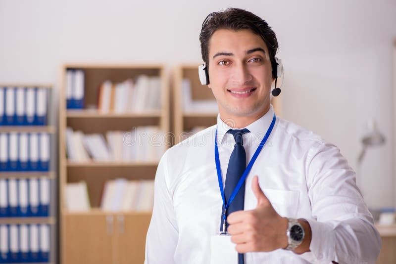 The Handsome Customer Service Clerk with Headset Stock Photo Image of