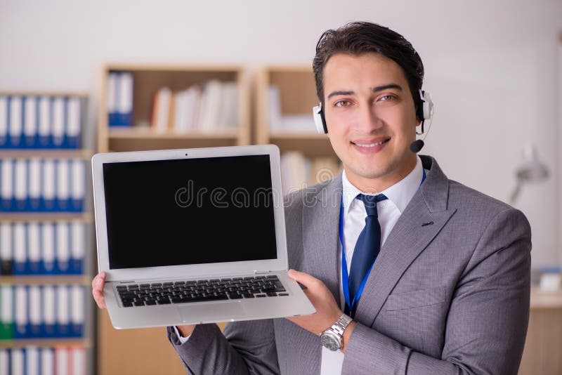 The Handsome Customer Service Clerk with Headset Stock Photo Image of