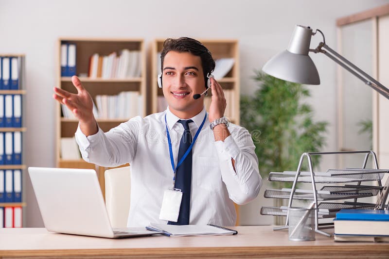 The Handsome Customer Service Clerk with Headset Stock Image Image of