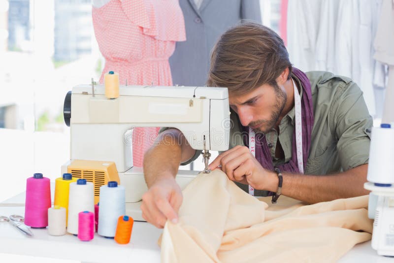 Handsome Fashion Designer Sewing Stock Photo Image of cool, male