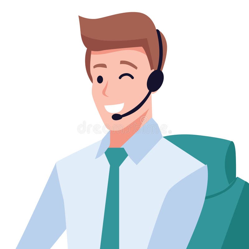 Handsome Guy Customer Service Operator Stock Vector Illustration of