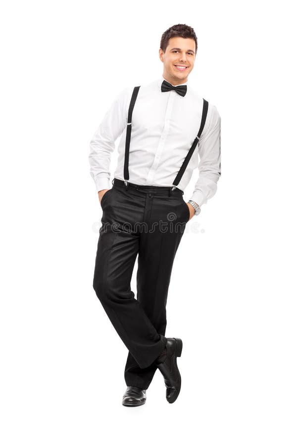 Handsome guy with suspenders and bow-tie