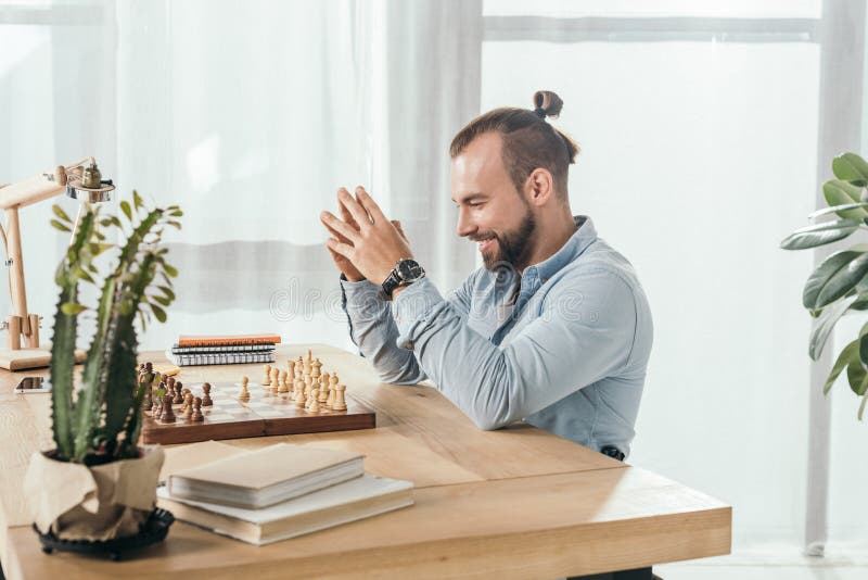 Man Plays Chess Against Himself Stock Photo 153490118