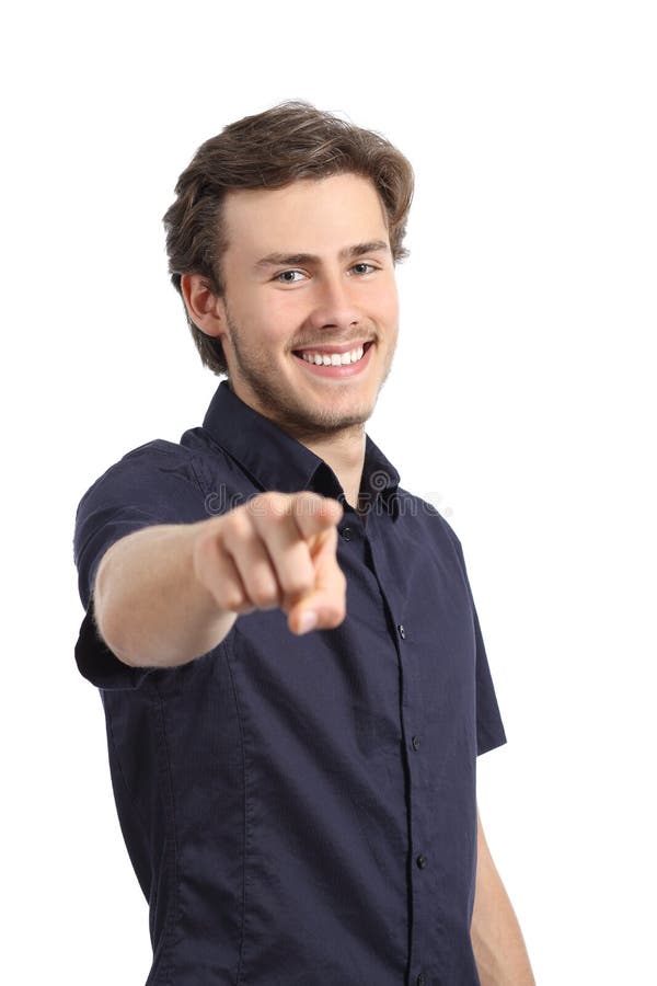 Handsome Happy Young Man Pointing at Camera Stock Image Image of