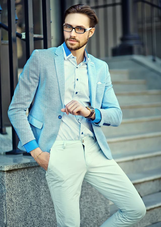 Handsome Hipster Man in Suit in the Street Stock Image - Image of ...