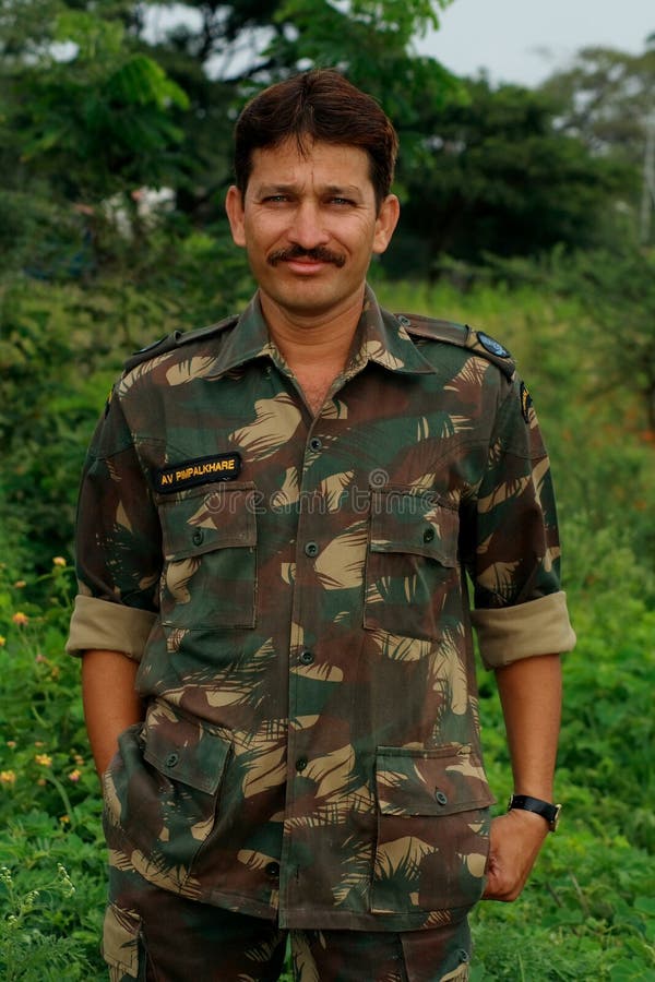 Handsome Indian soldier with name plate