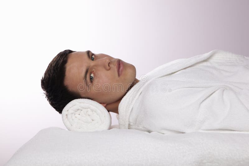 Handsome Male Face in the Spa stock image