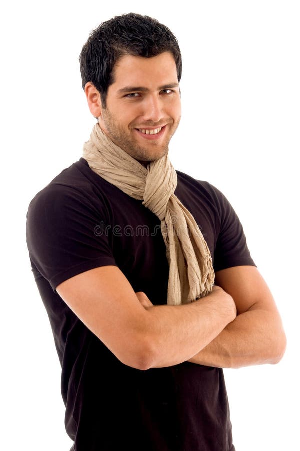 Male with Folded Arms and Wearing Christmas Hat Stock Photo - Image of ...