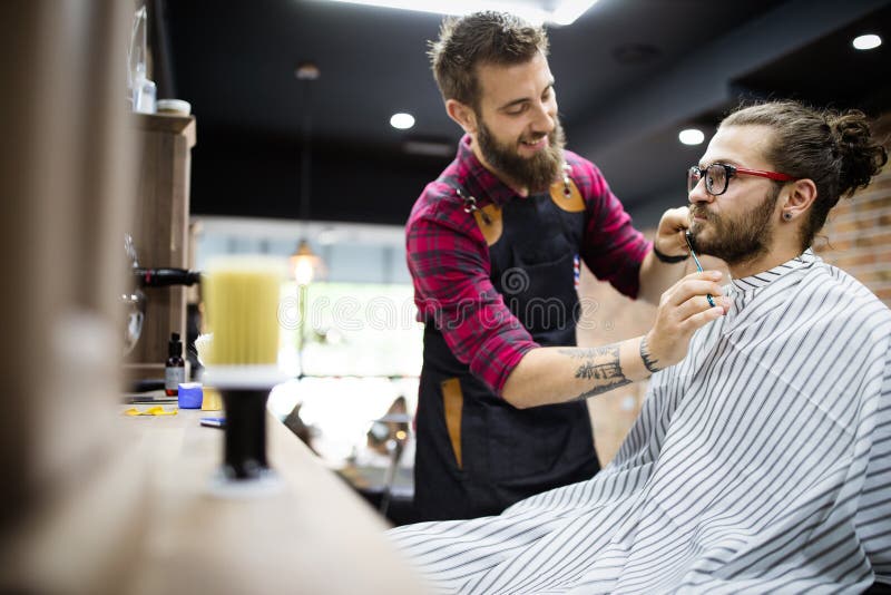 Client during Beard and Moustache Grooming in Barber Shop Stock Image ...