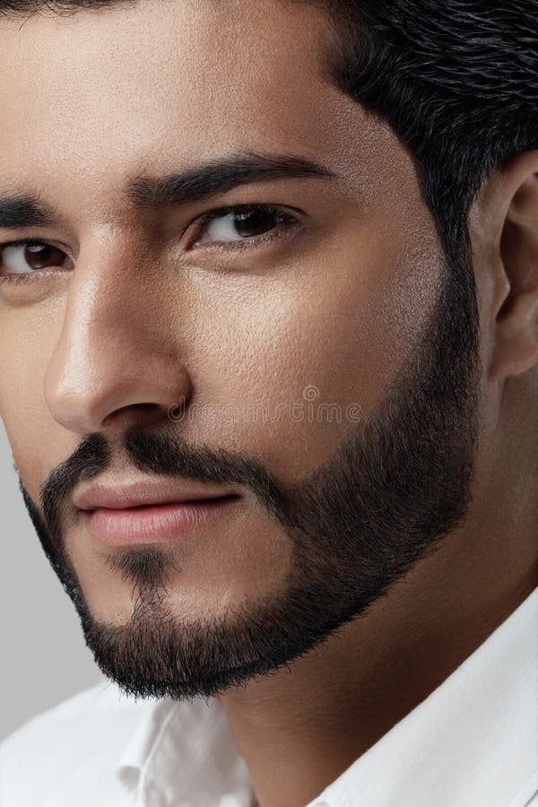 Handsome Man with Beard Style and Beauty Face Portrait Stock Photo - Image  of black, confident: 125031724