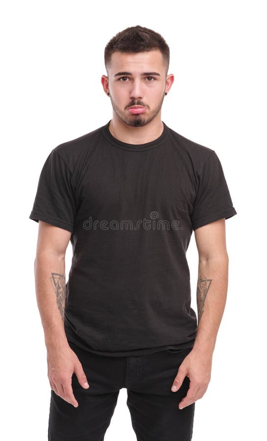 Handsome man in black clothes is isolated on a white background royalty free stock photography Handsome man in black clothes is isolated on a white background royalty free stock photography
