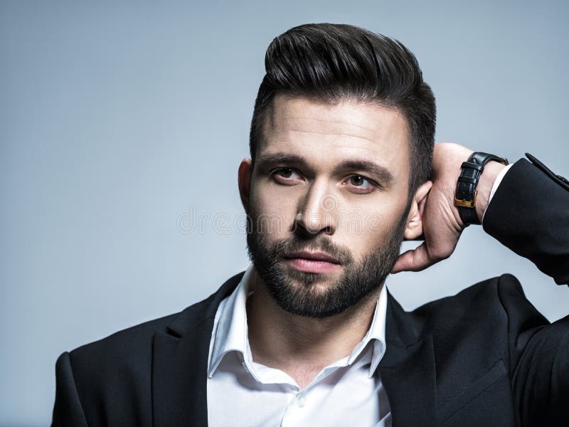 Handsome Man in Black Suit with White Shirt Stock Photo - Image of beauty, hairstyle: 125019348 Handsome Man in Black Suit with White Shirt Stock Photo - Image of beauty, hairstyle: 125019348