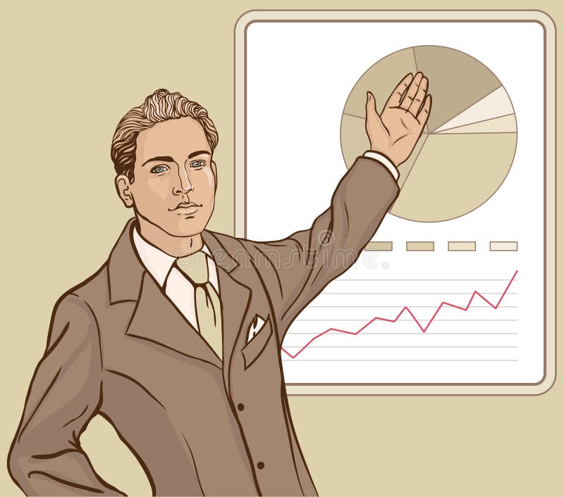 Handsome man in business suit vector illustration