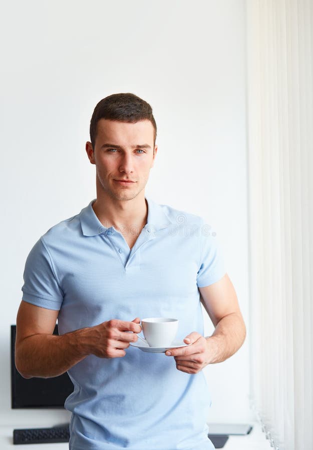 Handsome Man Drinking Coffee Stock Photo - Image of manager, coffee ...