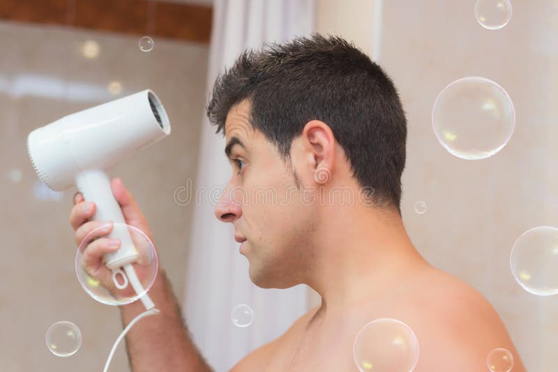 Handsome Man Drying His Hair with a Hair Dryer. Concept Beauty a Stock Photo - Image of handsome, caucasian: 123536774 Handsome Man Drying His Hair with a Hair Dryer. Concept Beauty a Stock Photo - Image of handsome, caucasian: 123536774