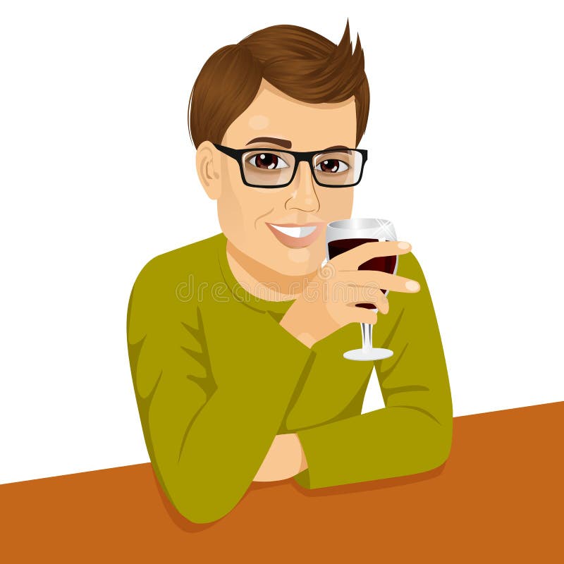 Handsome Man Drinking Wine Stock Illustrations – 67 Handsome Man ...