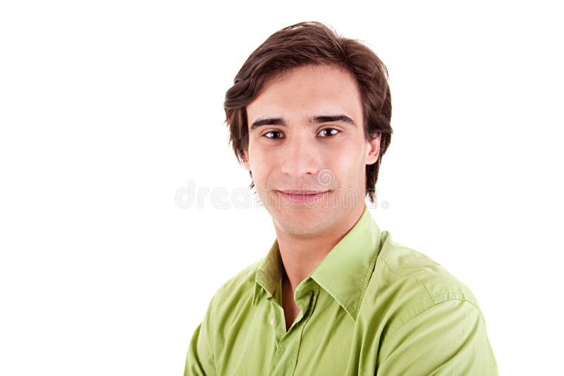 Handsome man, with green shirt stock photo