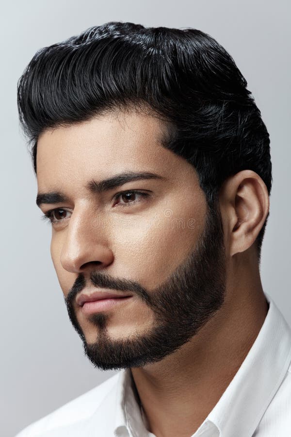 Handsome Man with Hair Style, Beard and Beauty Face Portrait Stock Photo -  Image of fresh, beauty: 125031624