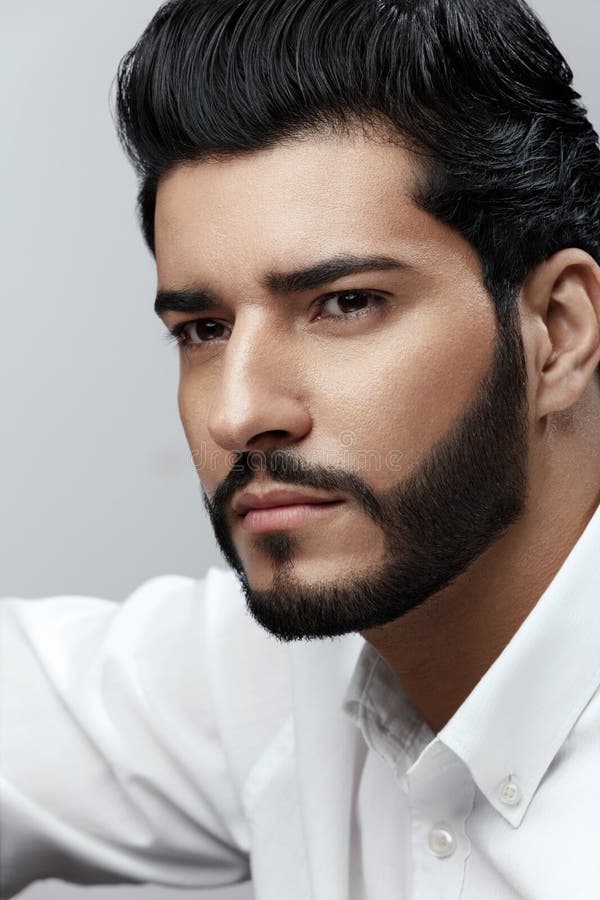 Handsome Man with Hair Style, Beard and Beauty Face Portrait Stock Photo -  Image of haircut, luxury: 125031946