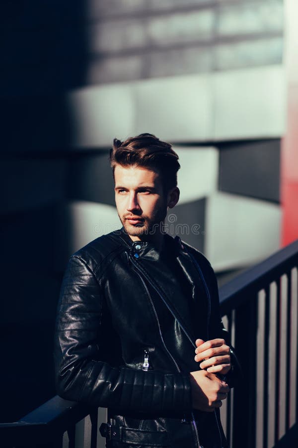 Handsome man in jacket stock image. Image of lifestyle - 91581107
