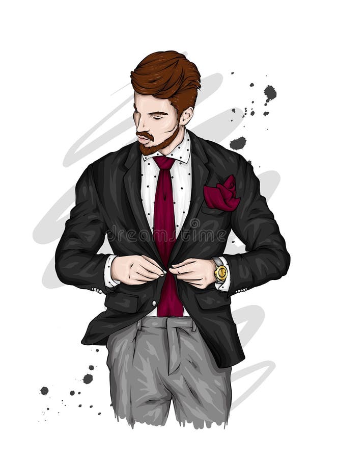 Handsome Man in a Jacket, Shirt and Tie and Pants. Stylish Guy in a Suit.  Vector Illustration, Fashion and Style. Stock Vector - Illustration of  body, multi: 143962121